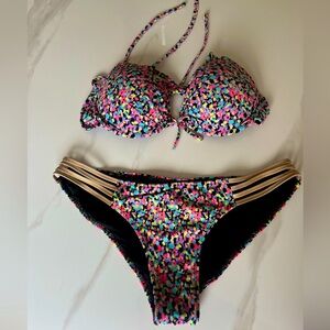 Victorias Secret Push up underwire multi colored swimsuit